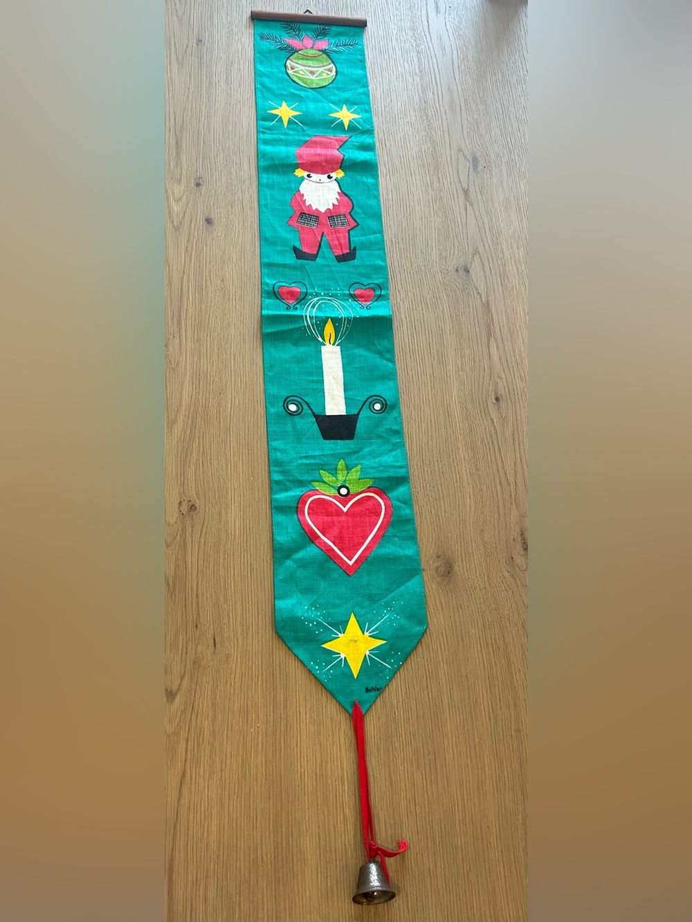 1960’s May Bühler Swedish Christmas Bell Pull Wall Hanging | Klokkestreng